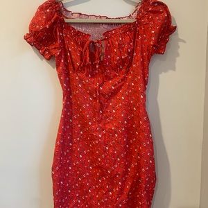 Red mini scrunch dress